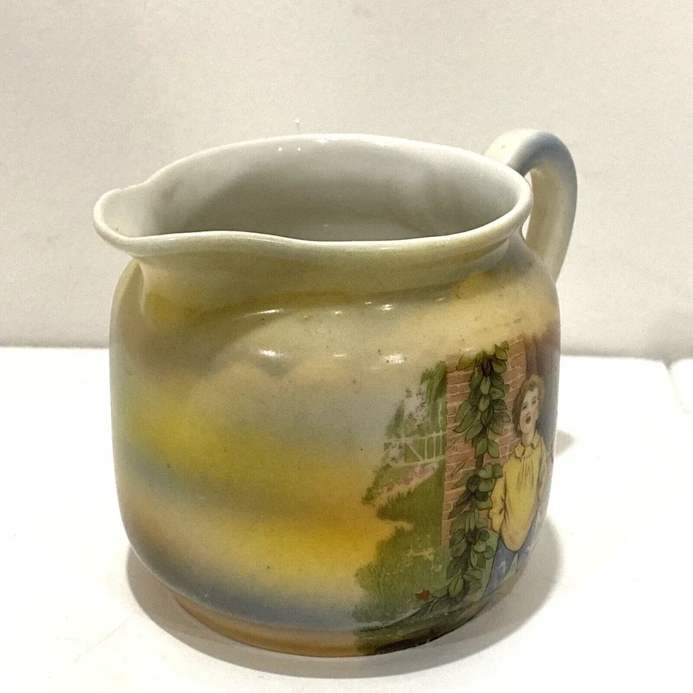 Antique Jack & the Beanstalk creamer 1910's by Three Crown China in Germany